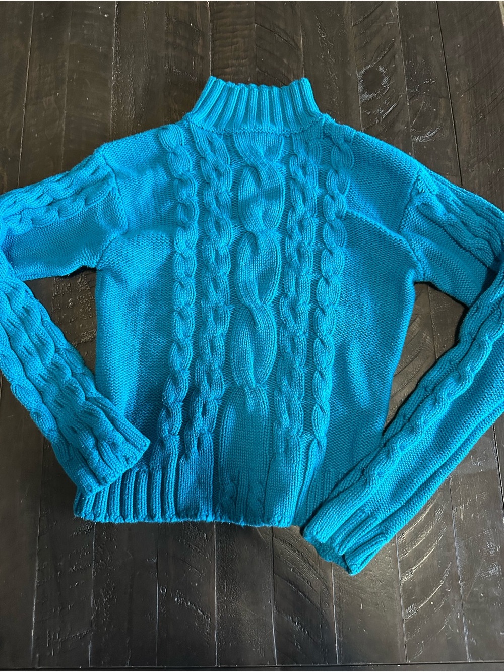 Esprit Bright Turquoise Cable Knit Turtleneck Sweater